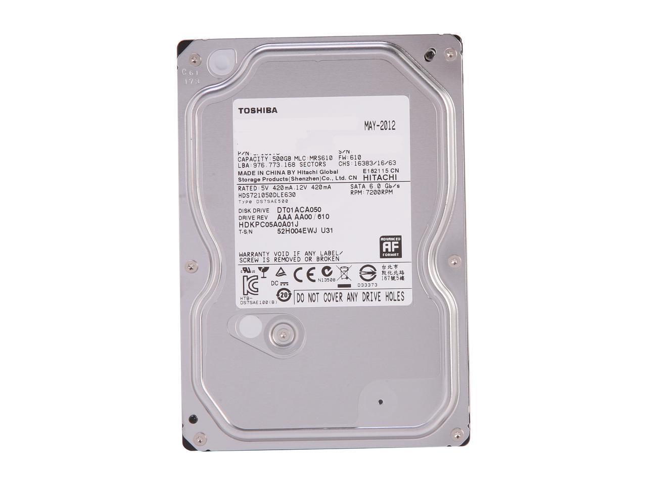 TOSHIBA 500GB SATA Internal Hard Disk for Desktop/PC