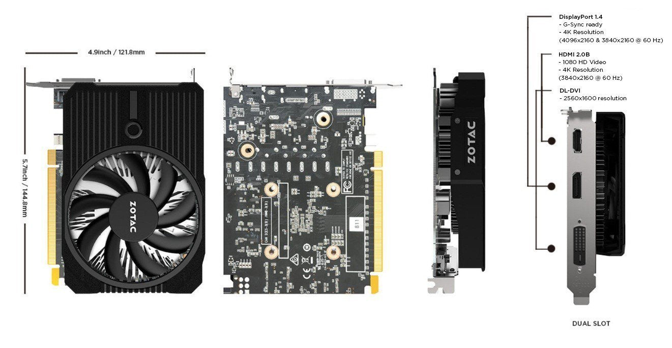 ZOTAC GeForce GTX1050 2GB DDR5 Graphic Cards for Gaming PC