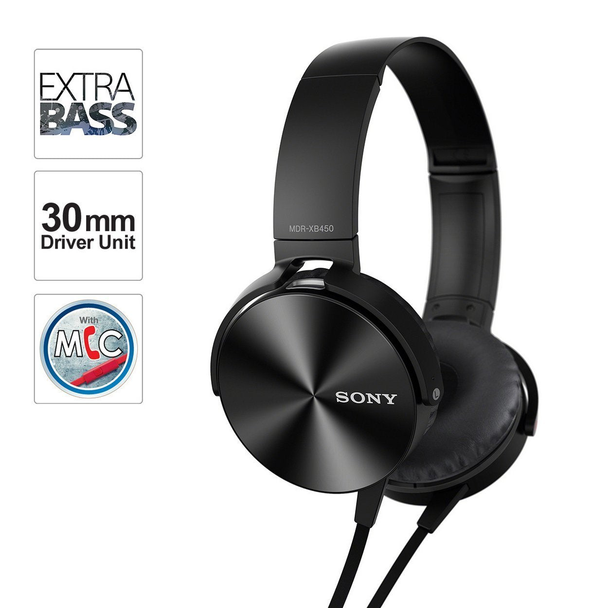 Sony MDR-XB450AP On-Ear Headphones with Mic (Black)