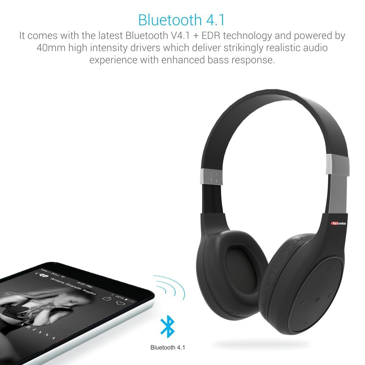 PORTRONICS POR (762) Muffs Plus Wireless Bluetooth Headphone