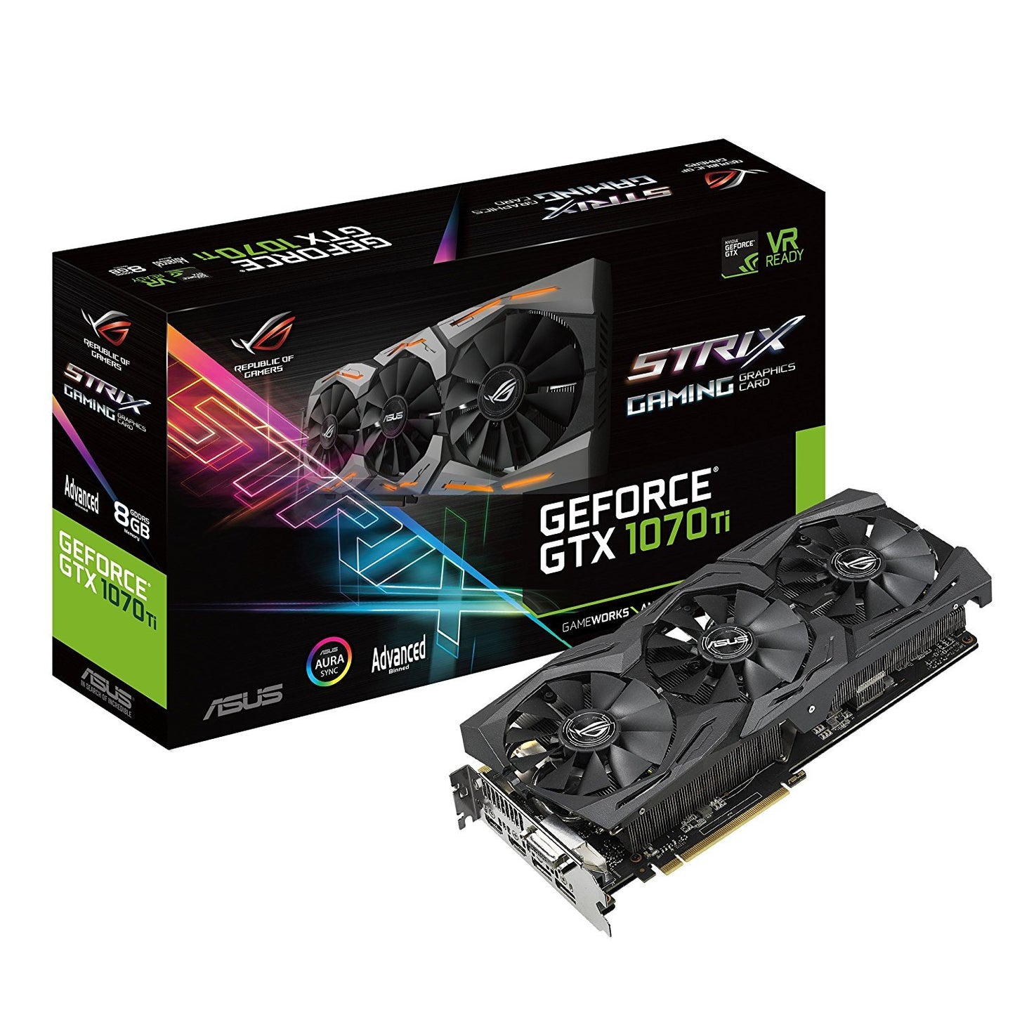 ASUS ROG Strix GeForce GTX 1070 Ti 8GB DDR5 Graphics Card for Gaming PC