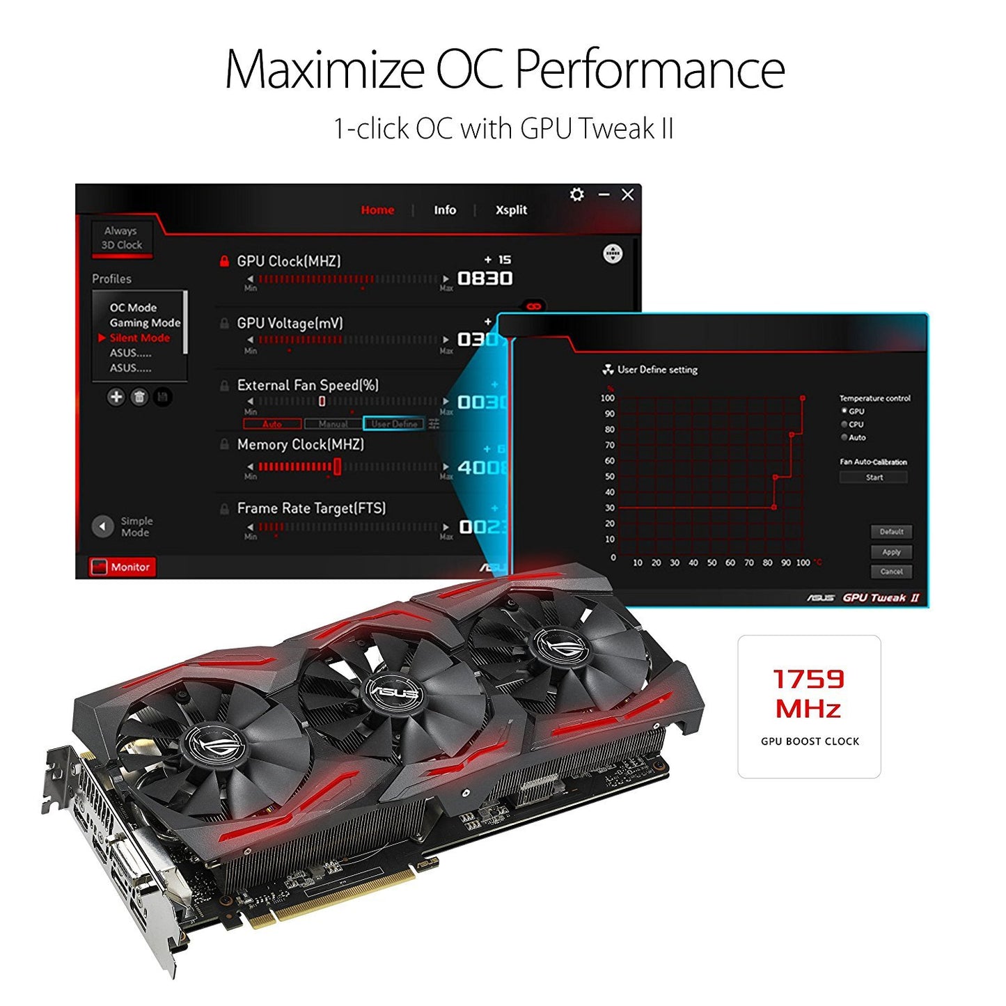 ASUS ROG Strix GeForce GTX 1070 Ti 8GB DDR5 Graphics Card for Gaming PC