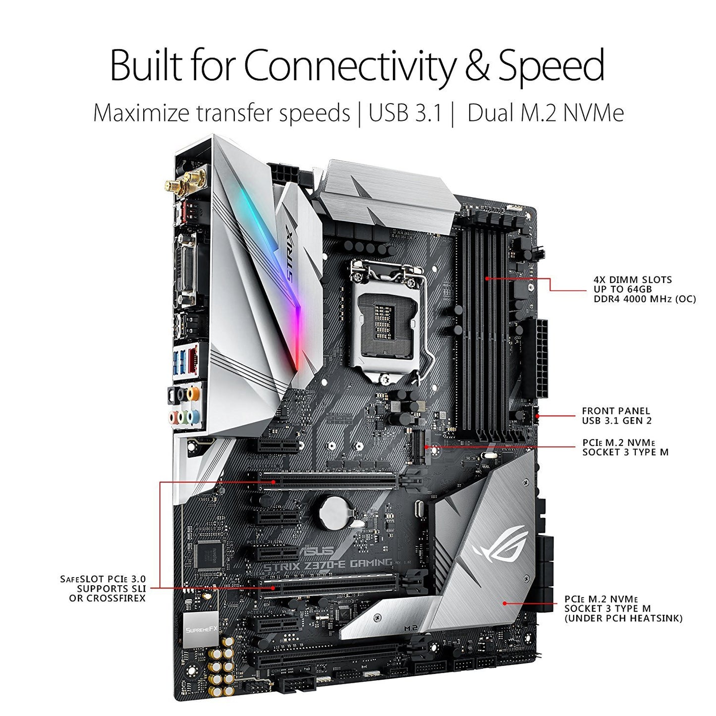 ASUS ROG STRIX Z370-E GAMING Intel Compatible Motherboard for Desktop Computer/PC