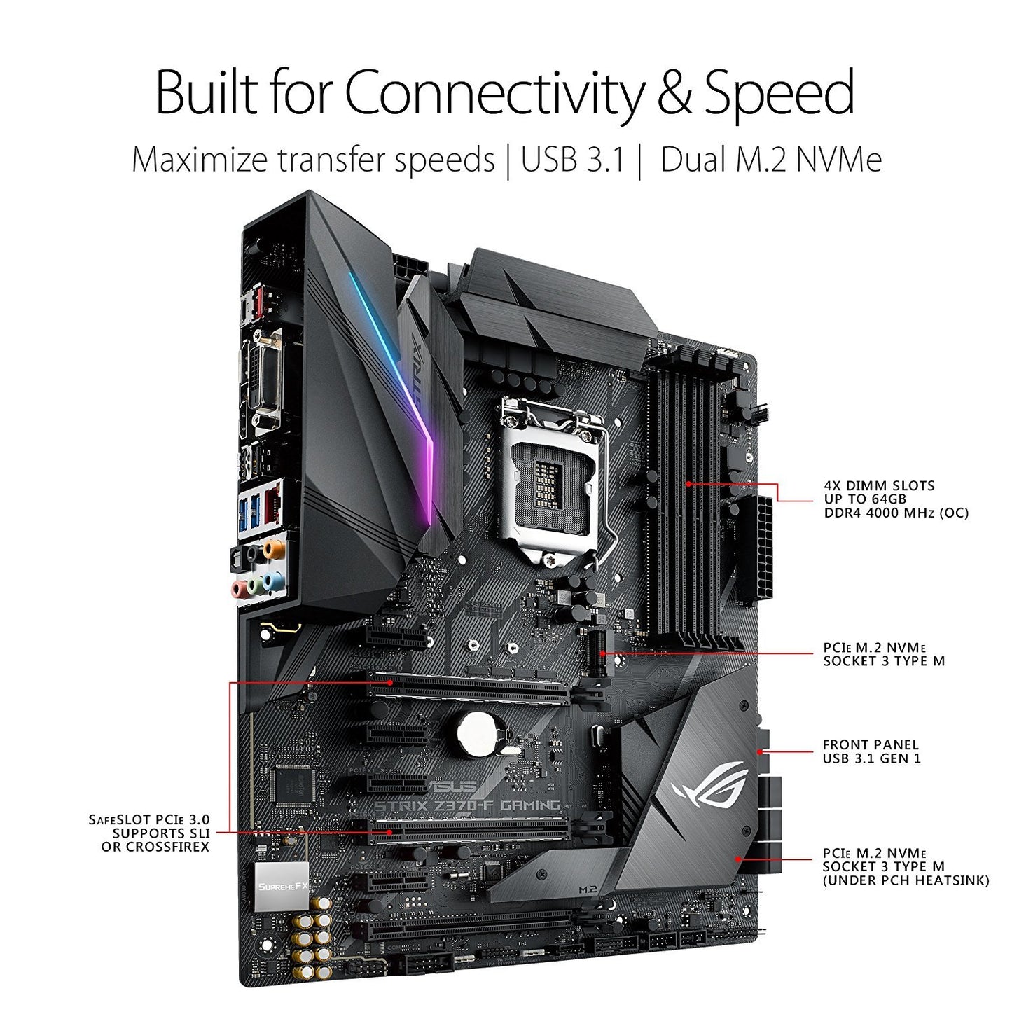 ASUS ROG STRIX Z370-F GAMING Intel Compatible Motherboard for Desktop Computer/PC