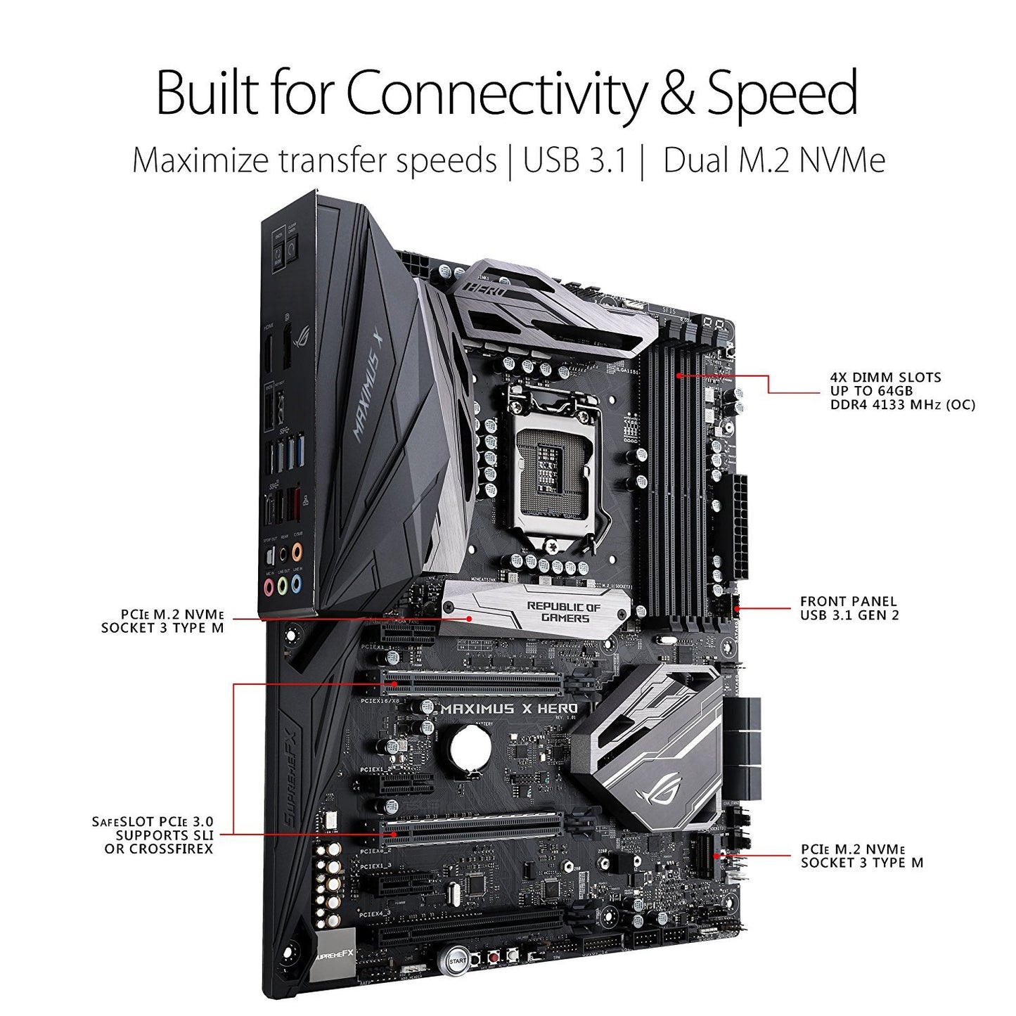 ASUS ROG MAXIMUS X HERO Intel Compatible Motherboard for Desktop Computer/PC