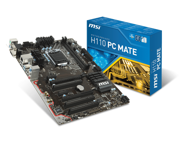 MSI H110 PC MATE Intel Compatible Motherboard for Desktop Computer/PC