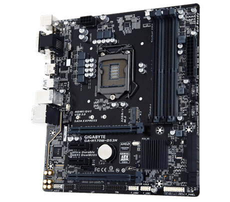 GIGABYTE H170M-DS3H (1151) Intel Compatible Motherboard for Desktop Computer/PC