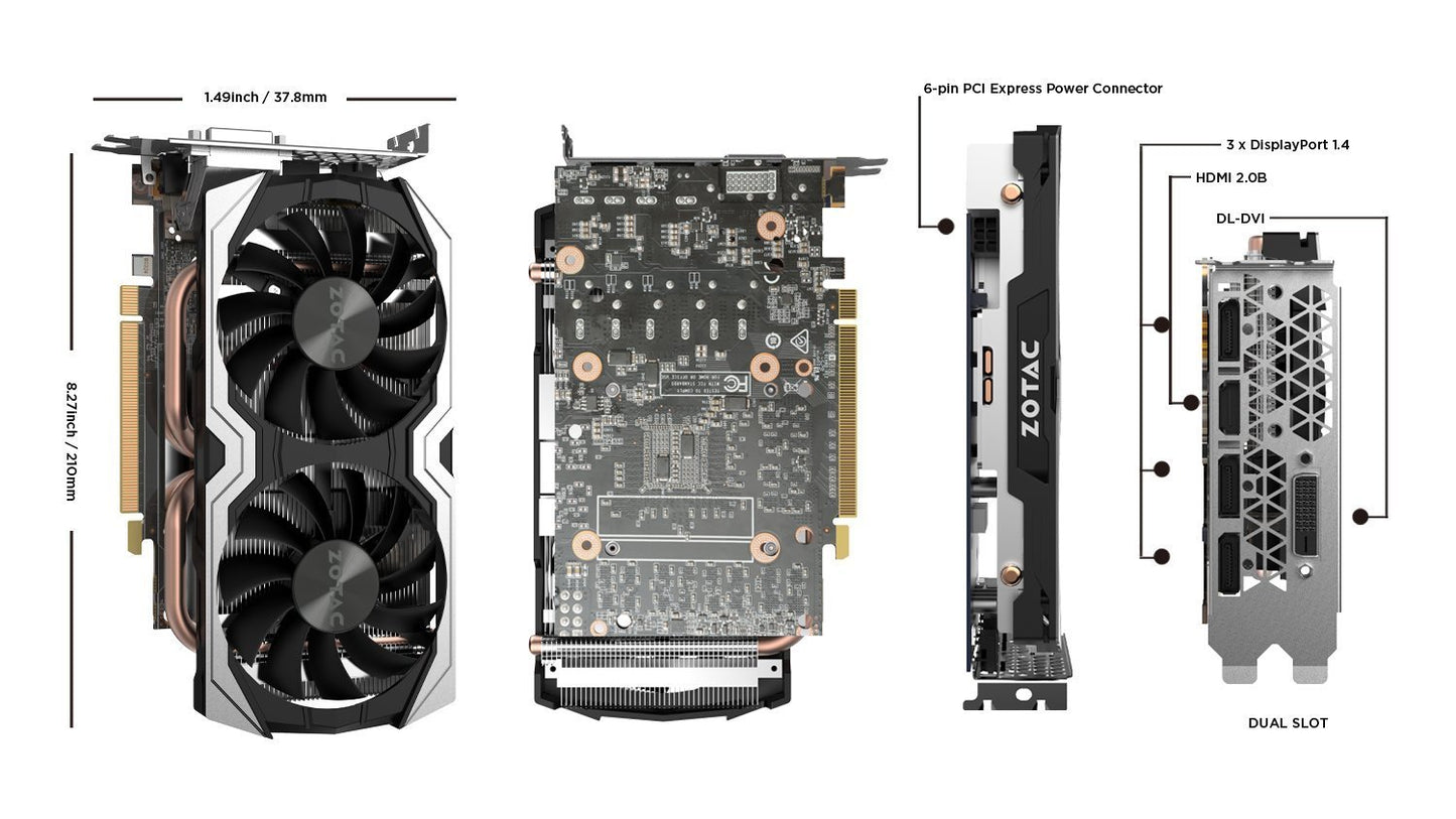 ZOTAC Amp Edition GeForce GTX1060 6GB DDR5 Graphic Cards for Gaming PC