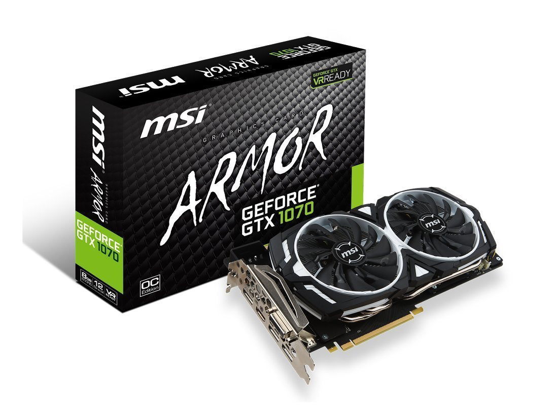 MSI GeForce GTX 1070 ARMOR 8GB OC DDR5 Graphics Card for Gaming PC