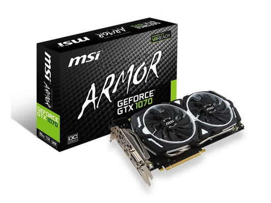 MSI GeForce GTX 1070 ARMOR 8GB OC DDR5 Graphics Card for Gaming PC