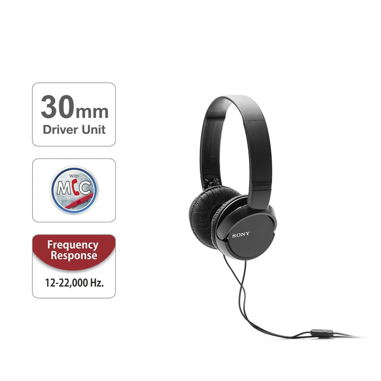 Sony MDR-ZX110AP On-Ear Stereo Headphones with Mic (Black)