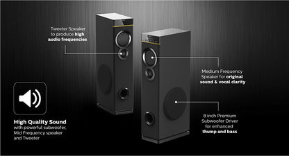 Philips SPA9080B BT Multimedia Tower Speakers (Black)