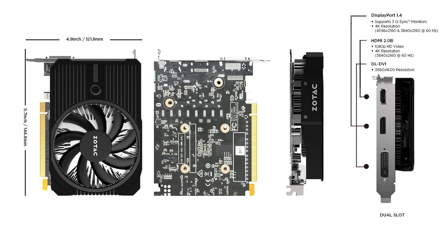ZOTAC GeForce GTX 1050Ti 4GB DDR5 Graphics Card for Gaming PC