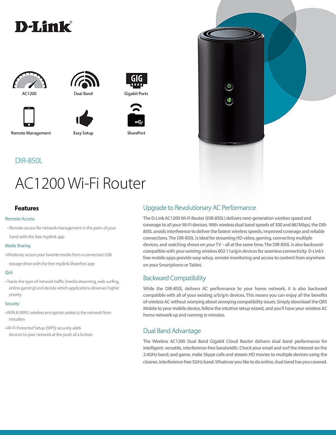 D-Link DIR-850L AC1200 Router