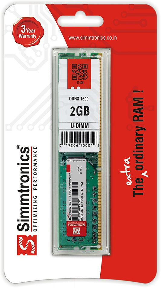 SIMMTRONICS 2GB DDR3 (1600MHZ) RAM for Desktop Computer/PC